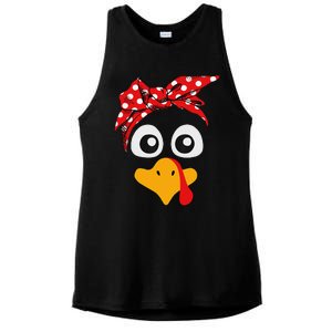 Thanksgiving Turkey Face Leopard Print Glasses Women Ladies PosiCharge Tri-Blend Wicking Tank