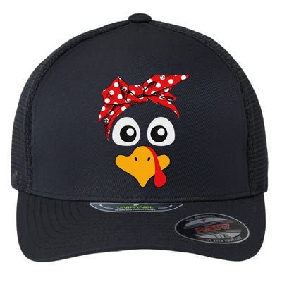 Thanksgiving Turkey Face Leopard Print Glasses Women Flexfit Unipanel Trucker Cap