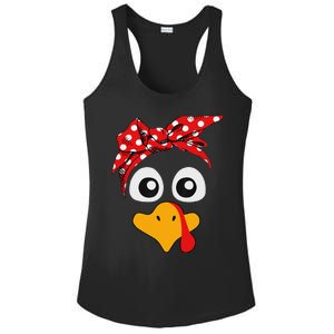 Thanksgiving Turkey Face Leopard Print Glasses Women Ladies PosiCharge Competitor Racerback Tank