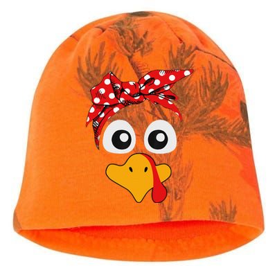 Thanksgiving Turkey Face Leopard Print Glasses Women Kati - Camo Knit Beanie