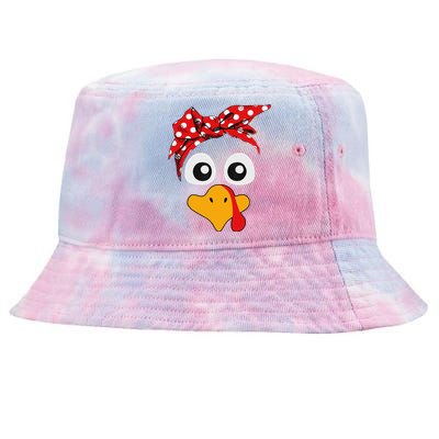 Thanksgiving Turkey Face Leopard Print Glasses Women Tie-Dyed Bucket Hat