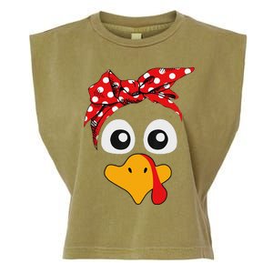 Thanksgiving Turkey Face Leopard Print Glasses Women Garment-Dyed Women's Muscle Tee