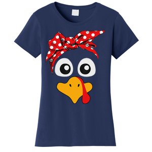 Thanksgiving Turkey Face Leopard Print Glasses Women Women's T-Shirt