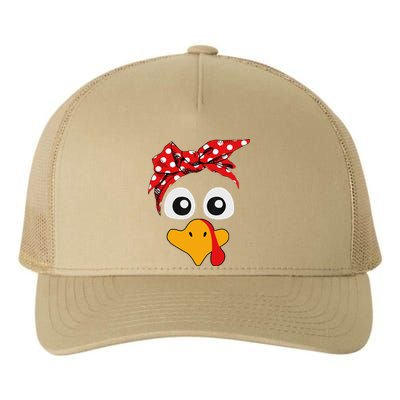 Thanksgiving Turkey Face Leopard Print Glasses Women Yupoong Adult 5-Panel Trucker Hat