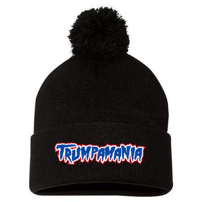 Trumpamania Trump Fan 2024 Election Republican Pom Pom 12in Knit Beanie