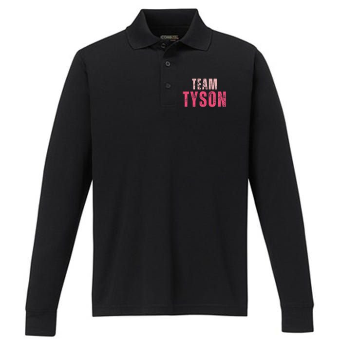 Team Tyson Family Last Name Tyson Vintage Performance Long Sleeve Polo