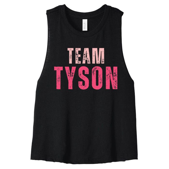 Team Tyson Family Last Name Tyson Vintage Women's Racerback Cropped Tank