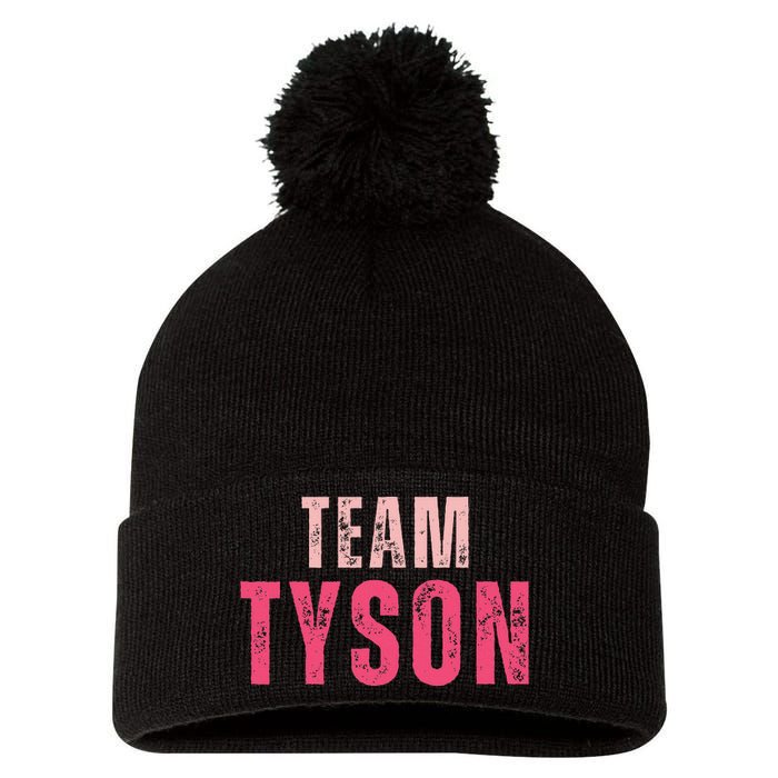 Team Tyson Family Last Name Tyson Vintage Pom Pom 12in Knit Beanie