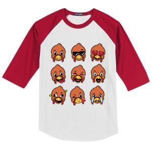 Thanksgiving Turkey Funny I Love Fowls Gift Cute Gift Kids Colorblock Raglan Jersey