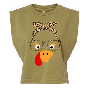 Thanksgiving Turkey Face Leopard Glasses For Women Garment-Dyed Women's Muscle Tee