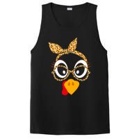 Thanksgiving Turkey Face Leopard Print Glasses Women PosiCharge Competitor Tank