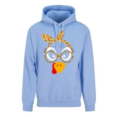 Thanksgiving Turkey Face Leopard Print Glasses Women Unisex Surf Hoodie