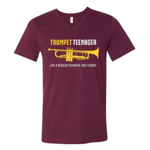 Trumpet Teenager Funny Cute Marching Band Gift V-Neck T-Shirt