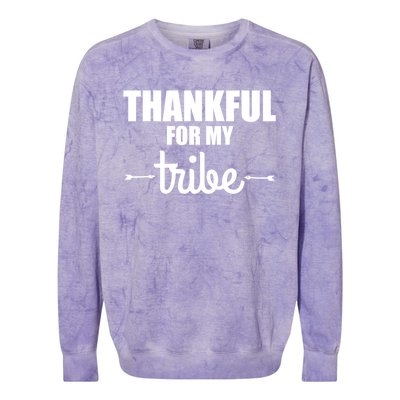 Turkey Tribe Funny Thanksgiving Family Thankful For My Tribe Meaningful Gift Colorblast Crewneck Sweatshirt