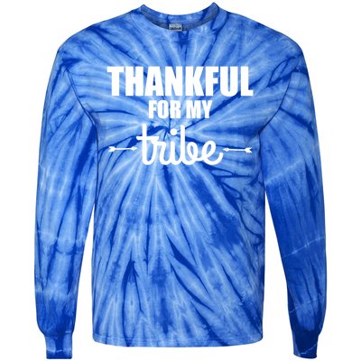 Turkey Tribe Funny Thanksgiving Family Thankful For My Tribe Meaningful Gift Tie-Dye Long Sleeve Shirt