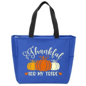 Thanksgiving Thankful For My Tribe Pumpkins Gift Zip Tote Bag