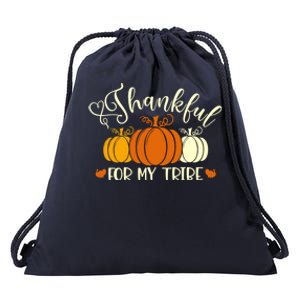 Thanksgiving Thankful For My Tribe Pumpkins Gift Drawstring Bag