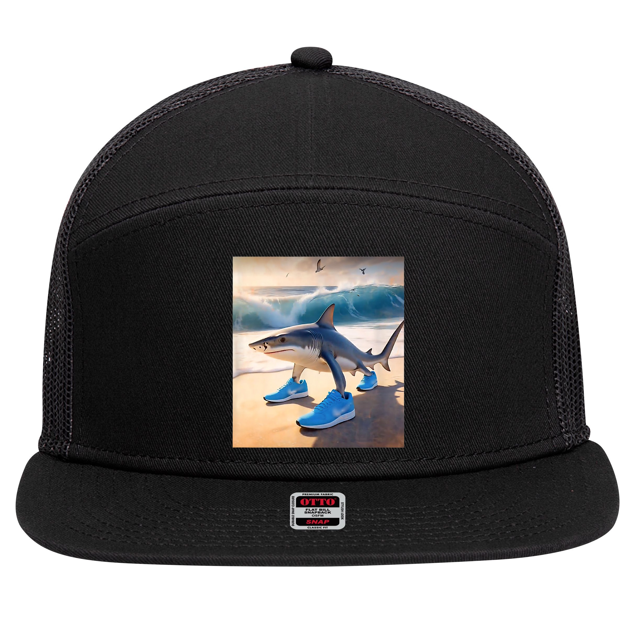 Tralalero Tralala Funny Gen Alpha Shark Meme  7 Panel Mesh Trucker Snapback Hat