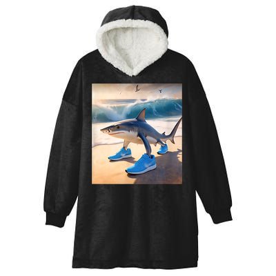 Tralalero Tralala Funny Gen Alpha Shark Meme  Hooded Wearable Blanket