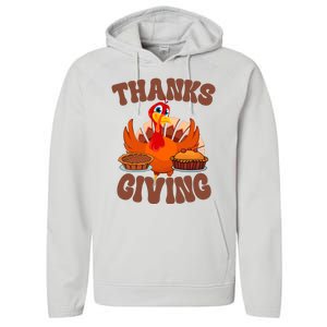 Thanksgiving Turkey Festive Holiday Performance Fleece Hoodie