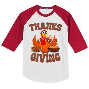 Thanksgiving Turkey Festive Holiday Kids Colorblock Raglan Jersey