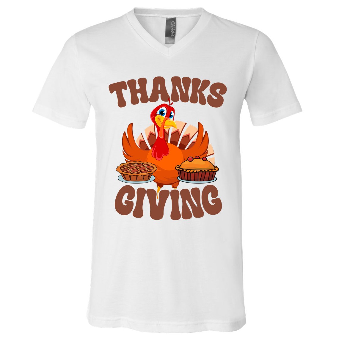 Thanksgiving Turkey Festive Holiday V-Neck T-Shirt