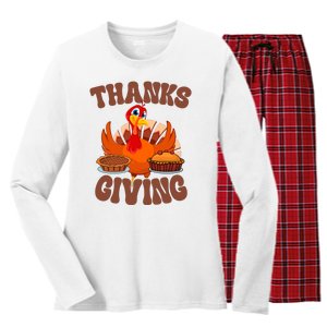 Thanksgiving Turkey Festive Holiday Women's Long Sleeve Flannel Pajama Set 