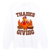 Thanksgiving Turkey Festive Holiday Premium Crewneck Sweatshirt