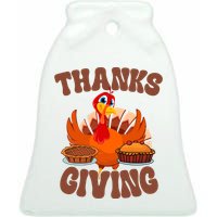 Thanksgiving Turkey Festive Holiday Ceramic Bell Ornament