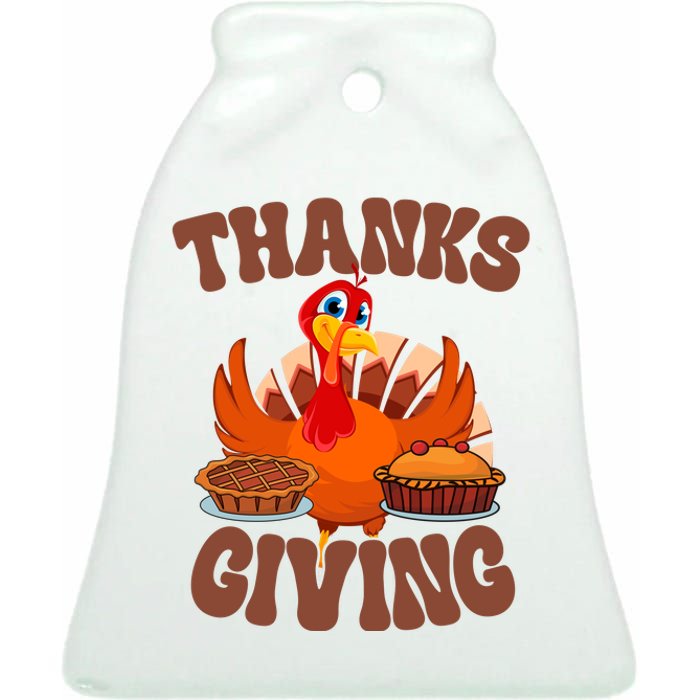 Thanksgiving Turkey Festive Holiday Ceramic Bell Ornament