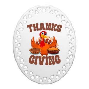 Thanksgiving Turkey Festive Holiday Ceramic Oval Ornament