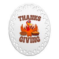 Thanksgiving Turkey Festive Holiday Ceramic Oval Ornament