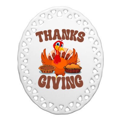 Thanksgiving Turkey Festive Holiday Ceramic Oval Ornament