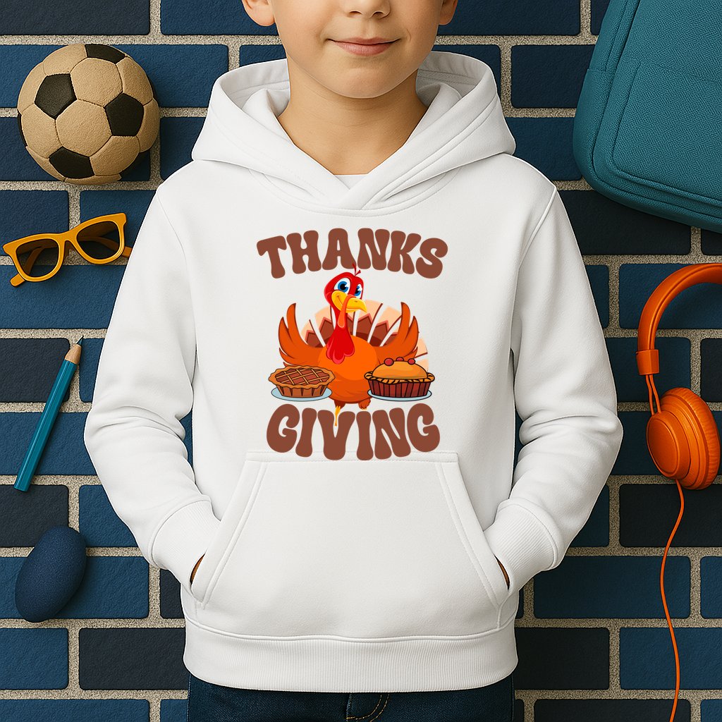 Thanksgiving Turkey Festive Holiday Kids Hoodie