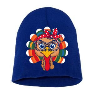 Thanksgiving Turkey Face Cute Animal Glasses Holiday Meaningful Gift Short Acrylic Beanie