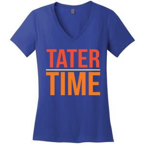 Tater Time Fun Turkey Thanksgiving Family Graphic Gift Women's V-Neck T-Shirt