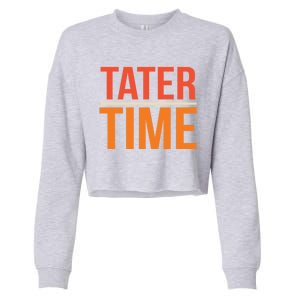 Tater Time Fun Turkey Thanksgiving Family Graphic Gift Cropped Pullover Crew