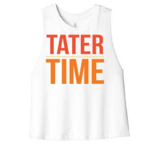 Tater Time Fun Turkey Thanksgiving Family Graphic Gift Women's Racerback Cropped Tank