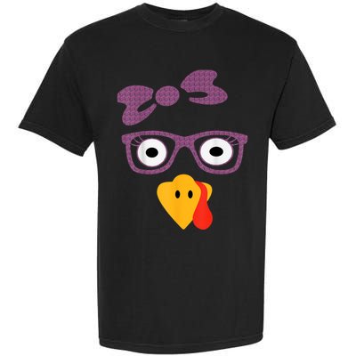 Thanksgiving Turkey Face Leopard Print Glasses Women Girls Garment-Dyed Heavyweight T-Shirt