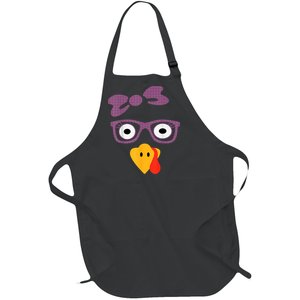 Thanksgiving Turkey Face Leopard Print Glasses Women Girls Full-Length Apron With Pockets