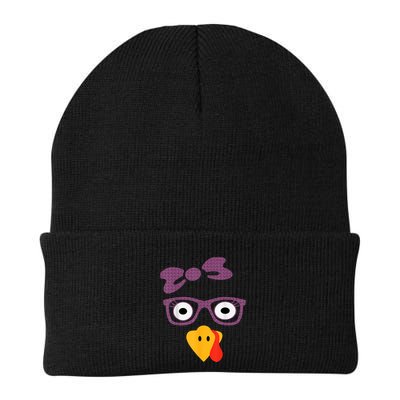 Thanksgiving Turkey Face Leopard Print Glasses Women Girls Beanie
