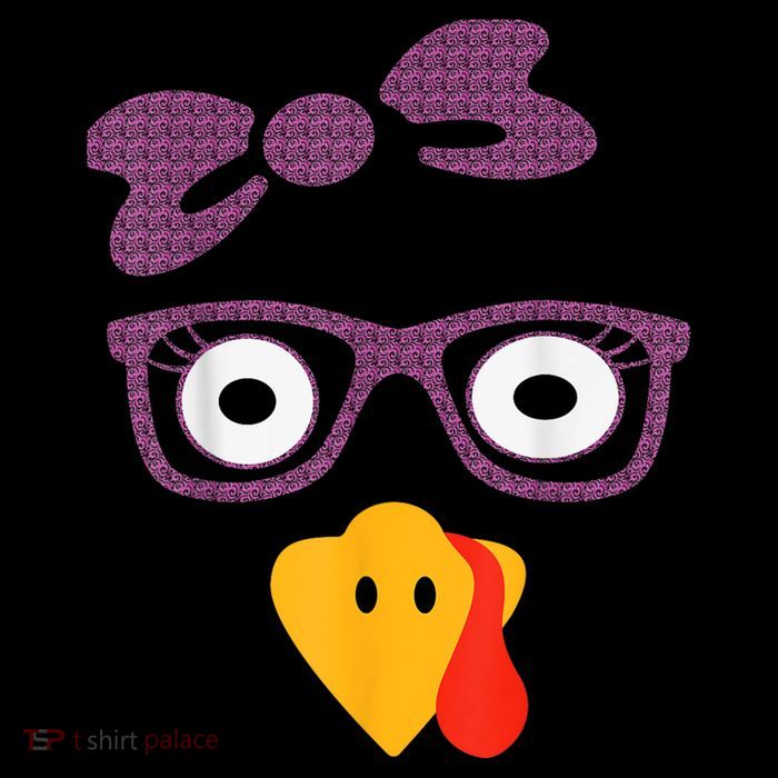 Thanksgiving Turkey Face Leopard Print Glasses Women Girls Premium T-Shirt