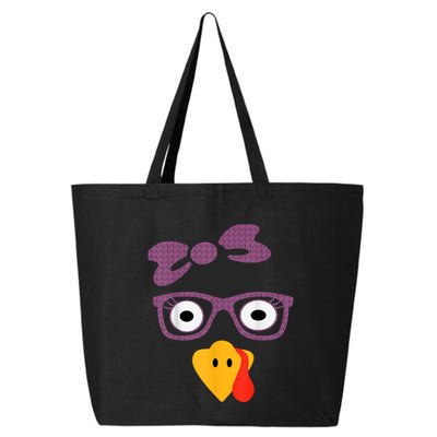 Thanksgiving Turkey Face Leopard Print Glasses Women Girls 25L Jumbo Tote