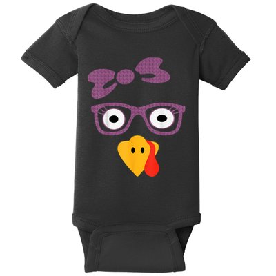 Thanksgiving Turkey Face Leopard Print Glasses Women Girls Baby Bodysuit