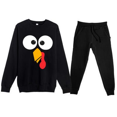 Thanksgiving Turkey Face Matching Family Costume Cute Gift Premium Crewneck Sweatsuit Set