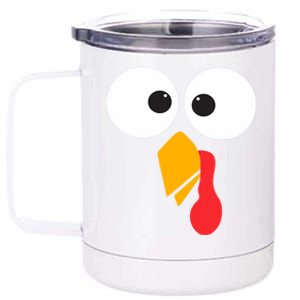 Thanksgiving Turkey Face Matching Family Costume Cute Gift 12 oz Stainless Steel Tumbler Cup