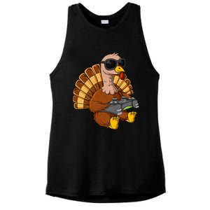 Thanksgiving Turkey Gamer Funny Video Gaming Cool Cute Gift Ladies PosiCharge Tri-Blend Wicking Tank