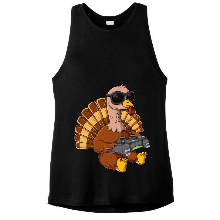 Thanksgiving Turkey Gamer Funny Video Gaming Cool Cute Gift Ladies PosiCharge Tri-Blend Wicking Tank