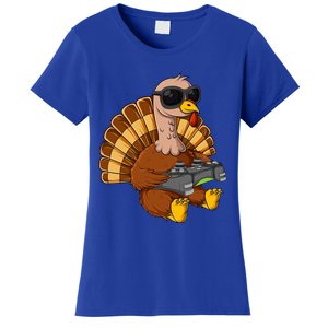 Thanksgiving Turkey Gamer Funny Video Gaming Cool Cute Gift Women's T-Shirt