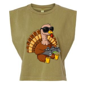 Thanksgiving Turkey Gamer Funny Video Gaming Cool Cute Gift Garment-Dyed Women's Muscle Tee